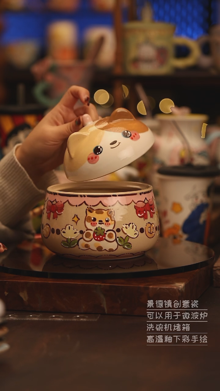 陶瓷景德镇可爱陶瓷釉下彩绘设计师款H