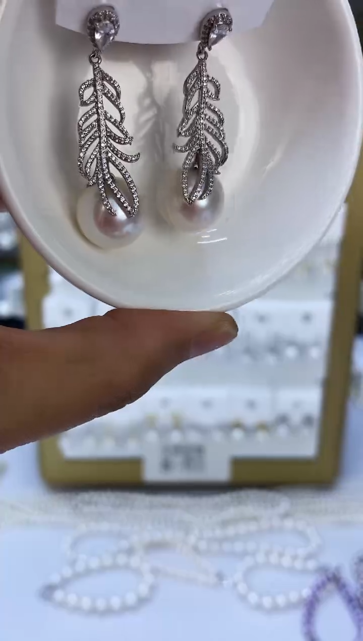 银S925镶嵌耳饰淡水珍珠39