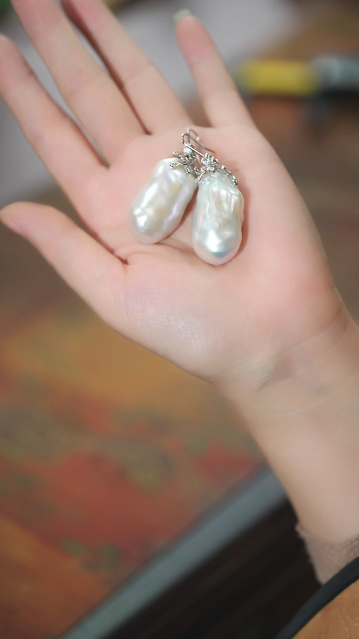 【闪购商品】淡水珍珠耳环未镶嵌超大巴洛克