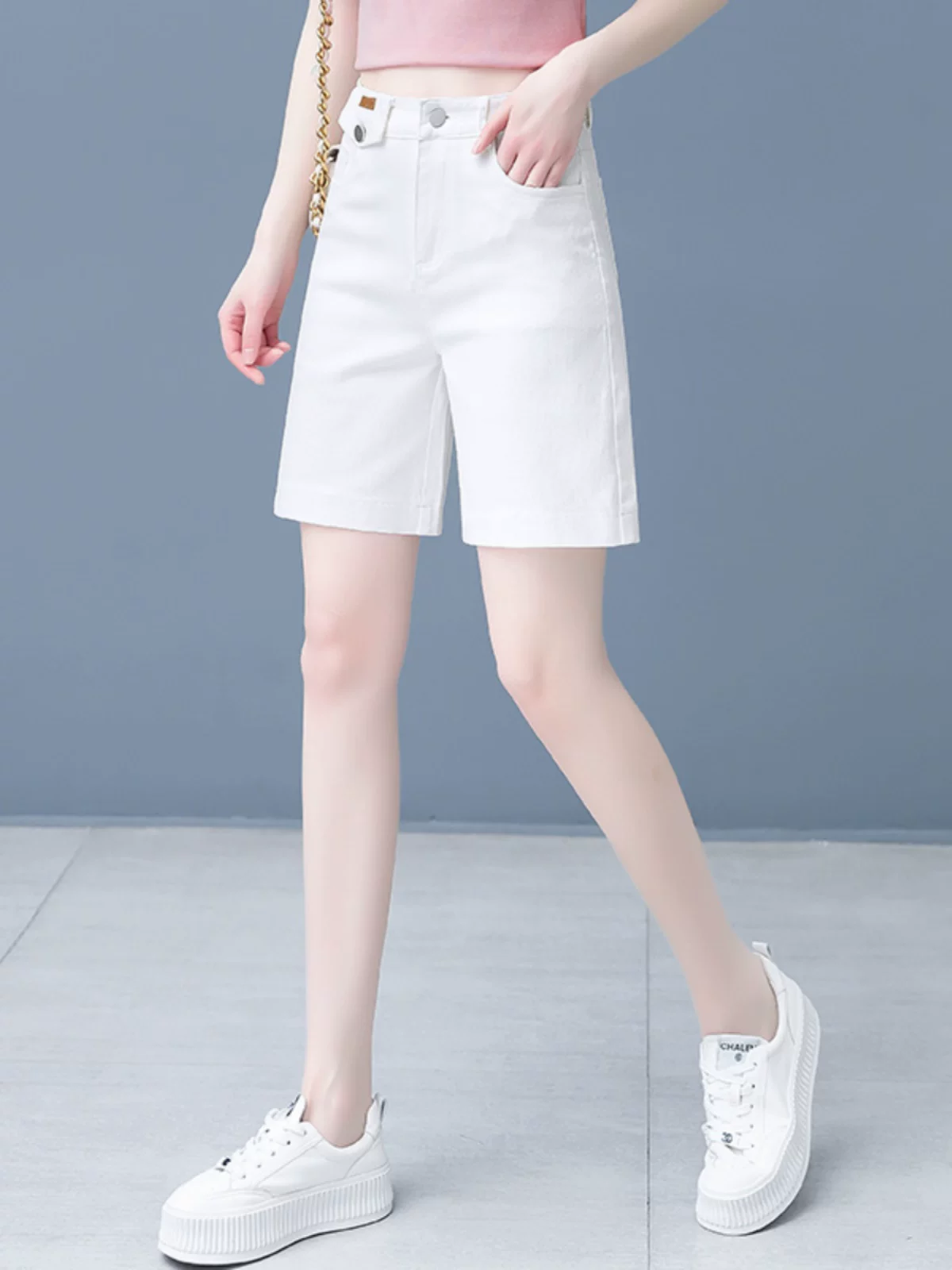 23312【裤长45】时尚百搭牛仔短裤女2025夏季新款气质显瘦短裤