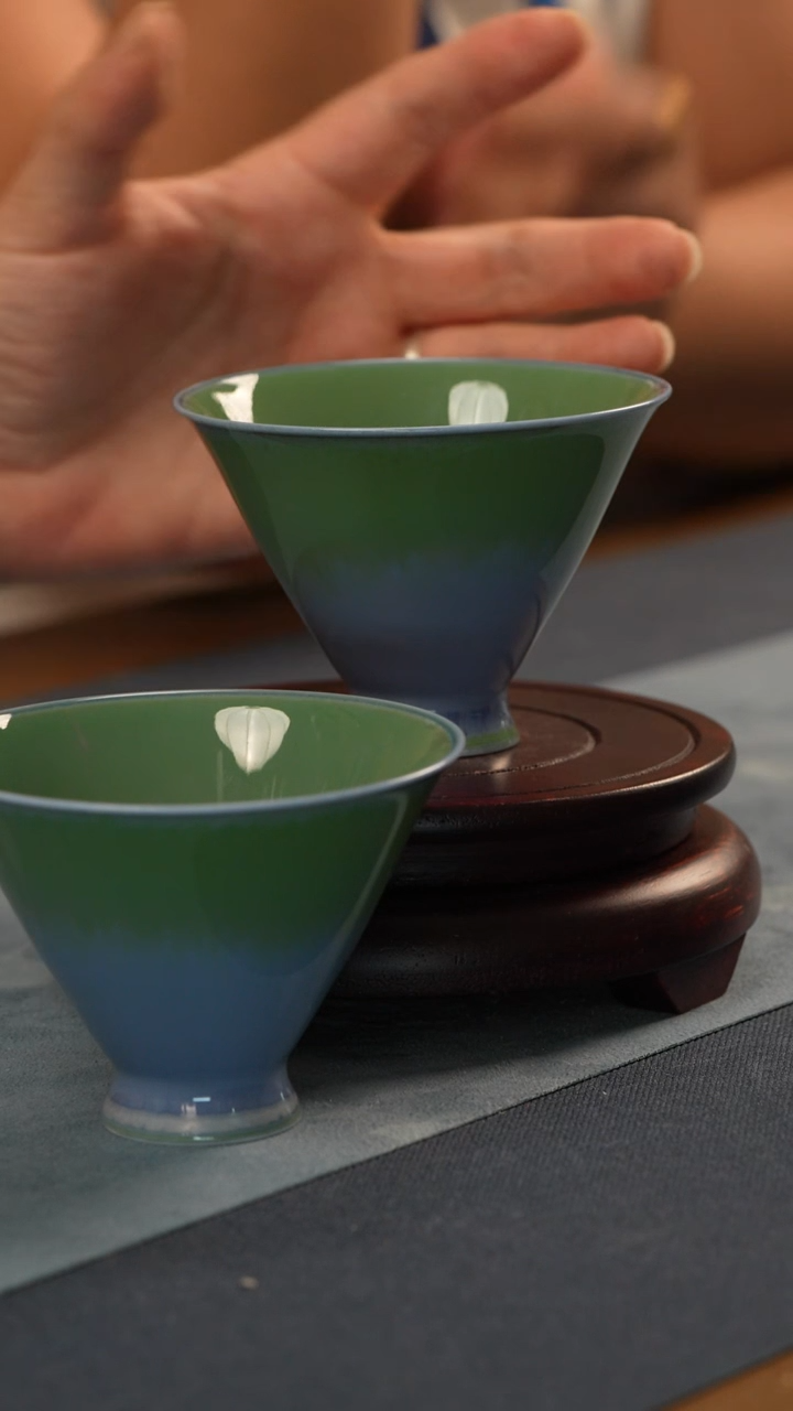 杯子非遗-单色釉斗笠杯