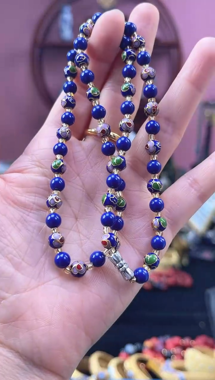 非遗 景泰蓝 0.6 项链 宝蓝