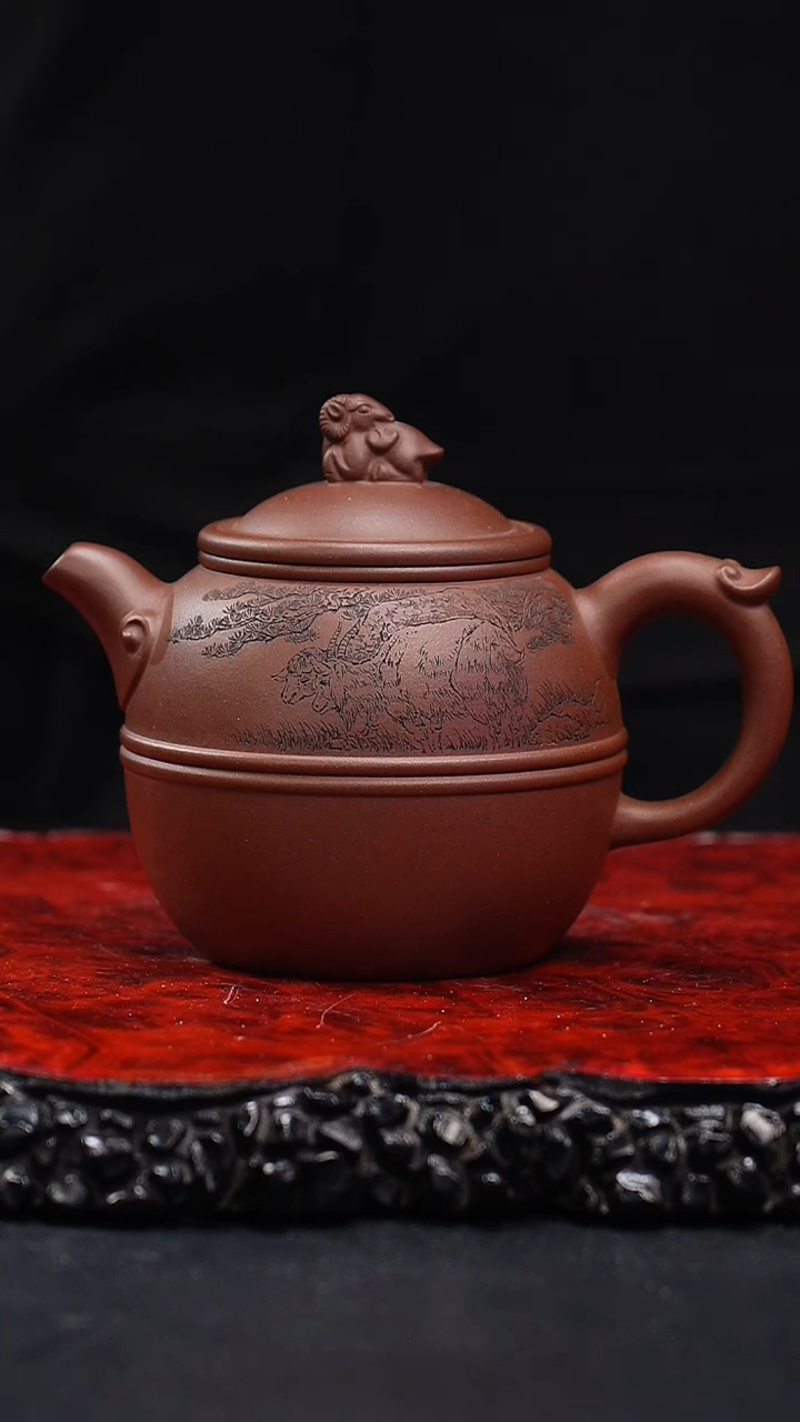 【闪购商品】紫砂茶壶28cc 三羊开泰,CGF,底槽清