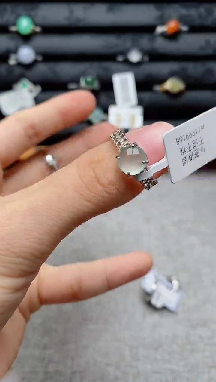 银S925镶嵌戒指翡翠1