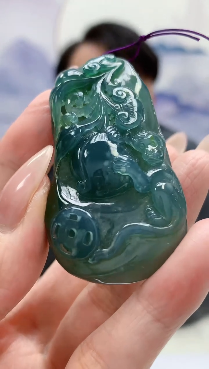 【闪购商品】定制翡翠未镶嵌5060MM-毛货挂件51