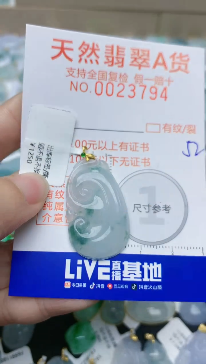 【闪购商品】翡翠颈饰18K金镶嵌天然翡翠A货    52