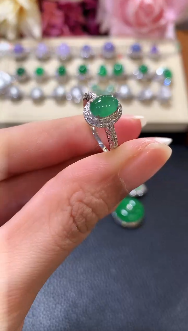 18K金镶嵌戒指翡翠z10多样性一件发货