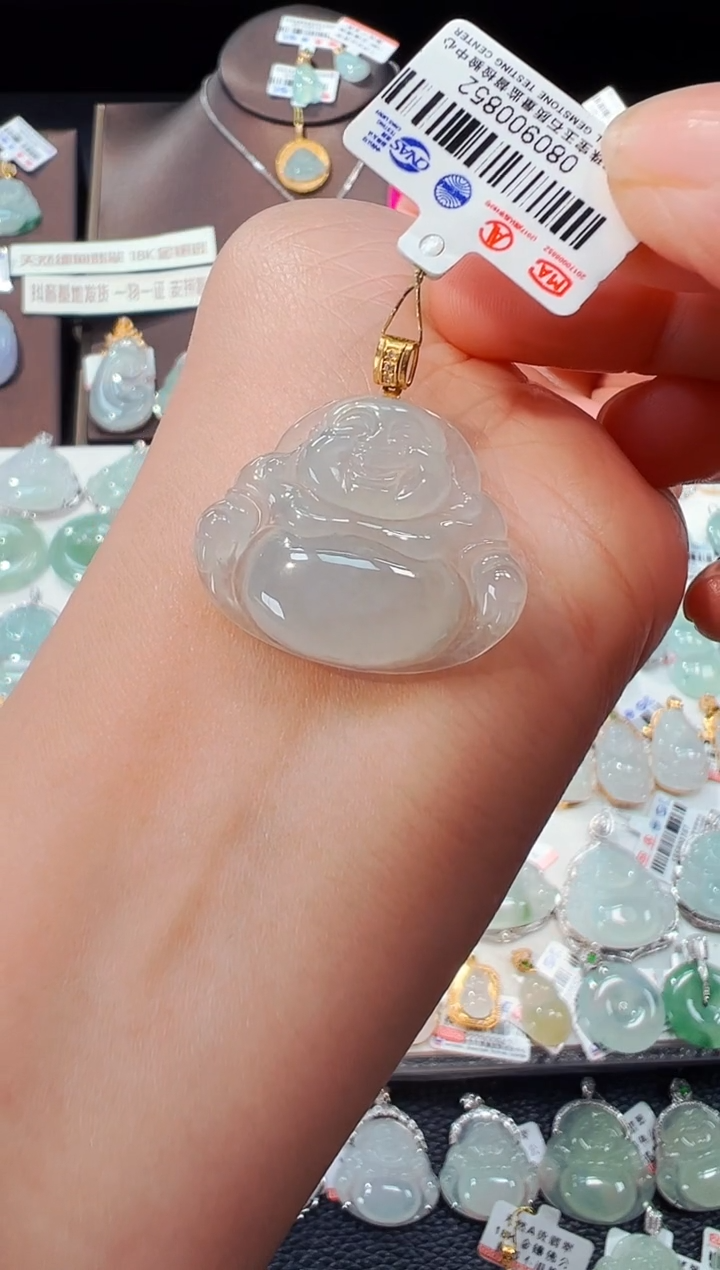 【闪购商品】翡翠吊坠(不含链)18K金镶嵌佛公吊坠852