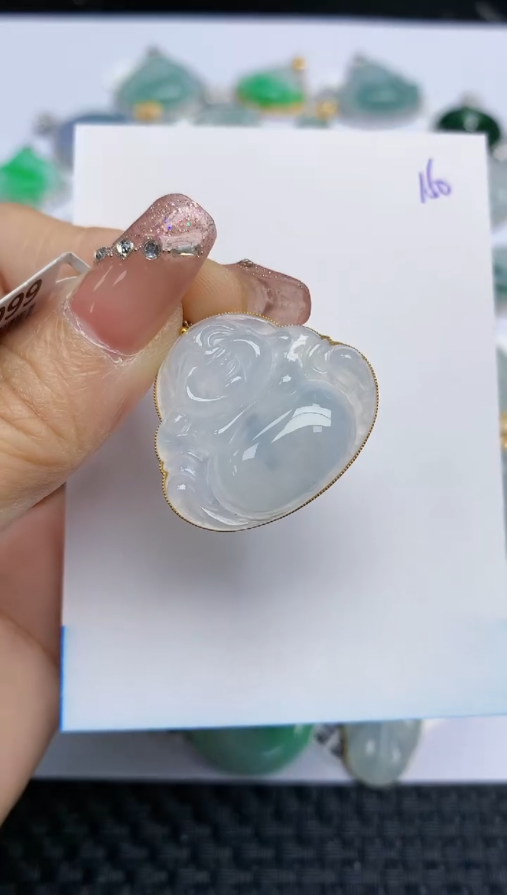 【闪购商品】翡翠颈饰18K金镶嵌天然A货翡翠 150