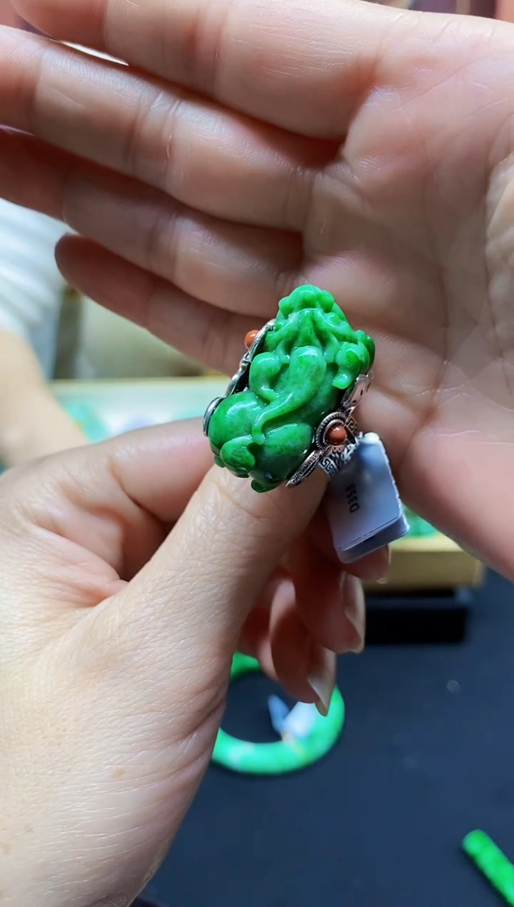 颈饰未镶嵌翡翠戒指