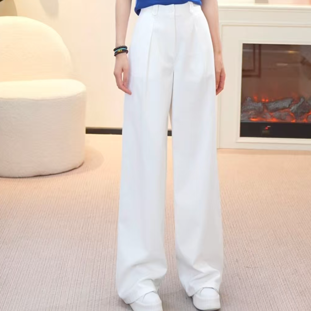 GIRDEAR/哥弟春秋新款丝滑显瘦高腰百搭复古牛仔直筒长裤110028