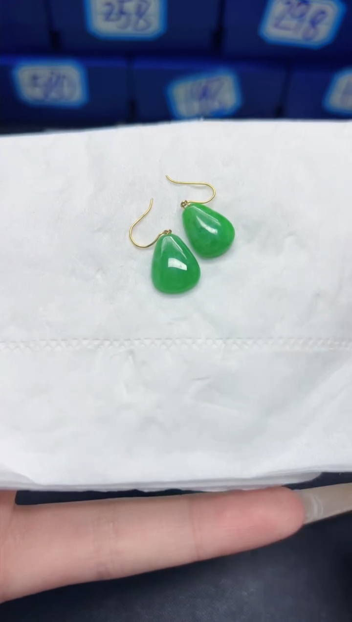 【闪购商品】翡翠耳饰18K金镶嵌 Y缅料A货/多样性发货/一件