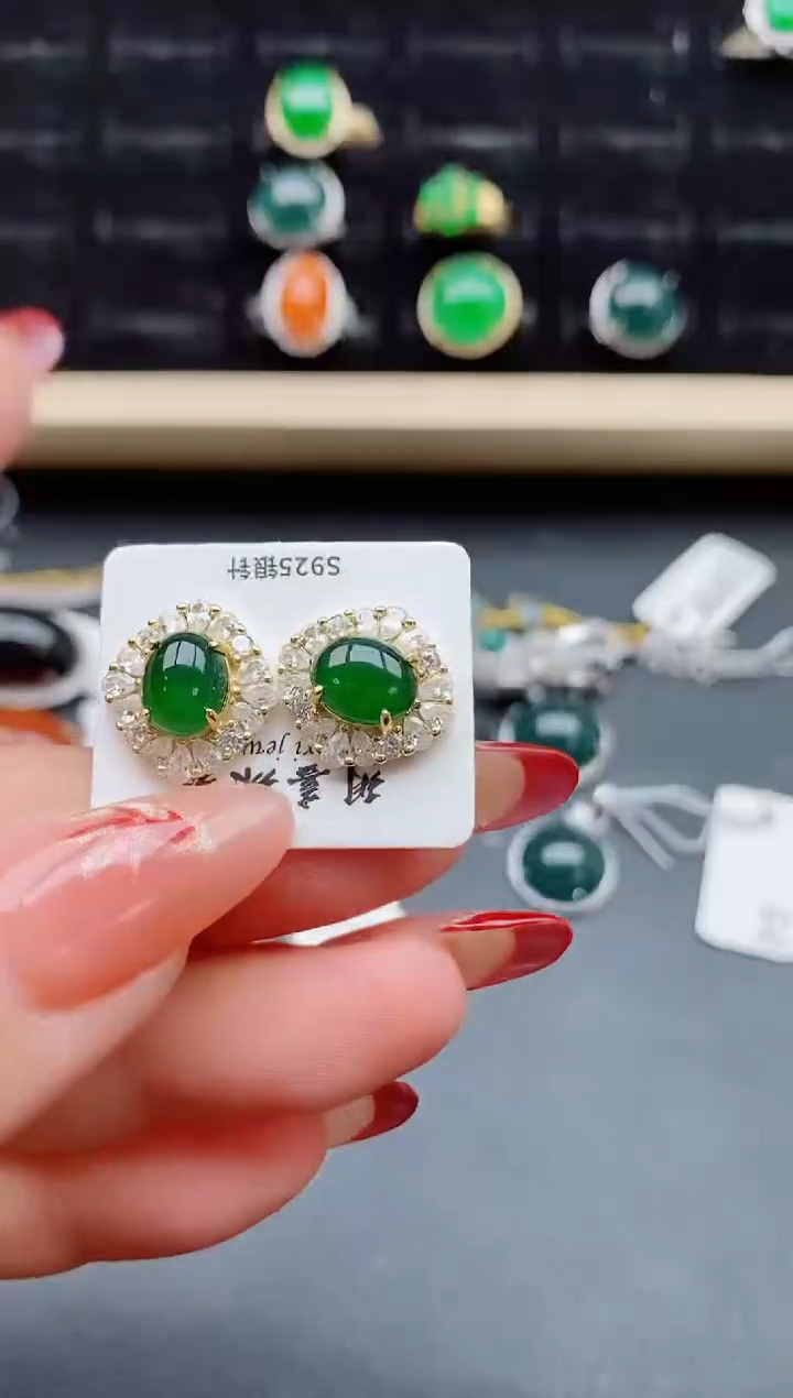 【闪购商品】翡翠耳饰银S925镶嵌58800