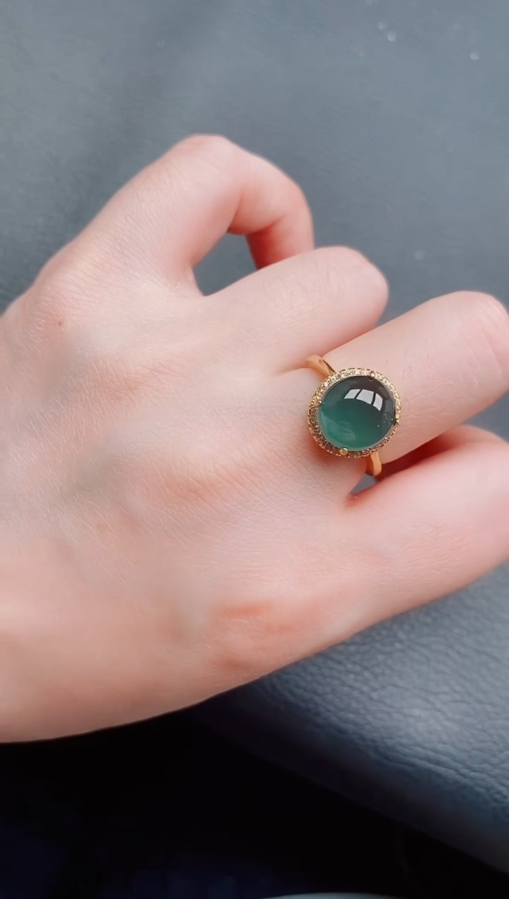 【闪购商品】翡翠戒指银S925镶嵌天然a货翡翠275
