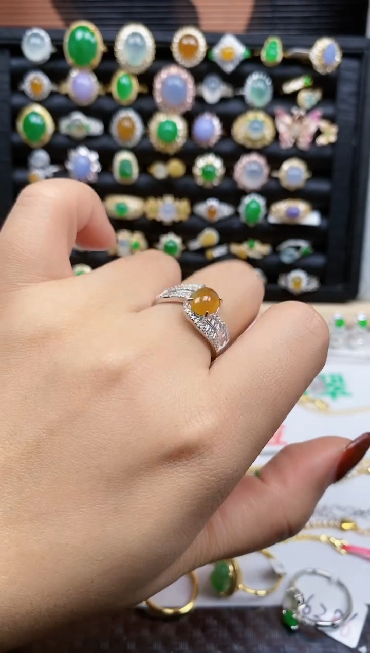 银S925镶嵌戒指翡翠366