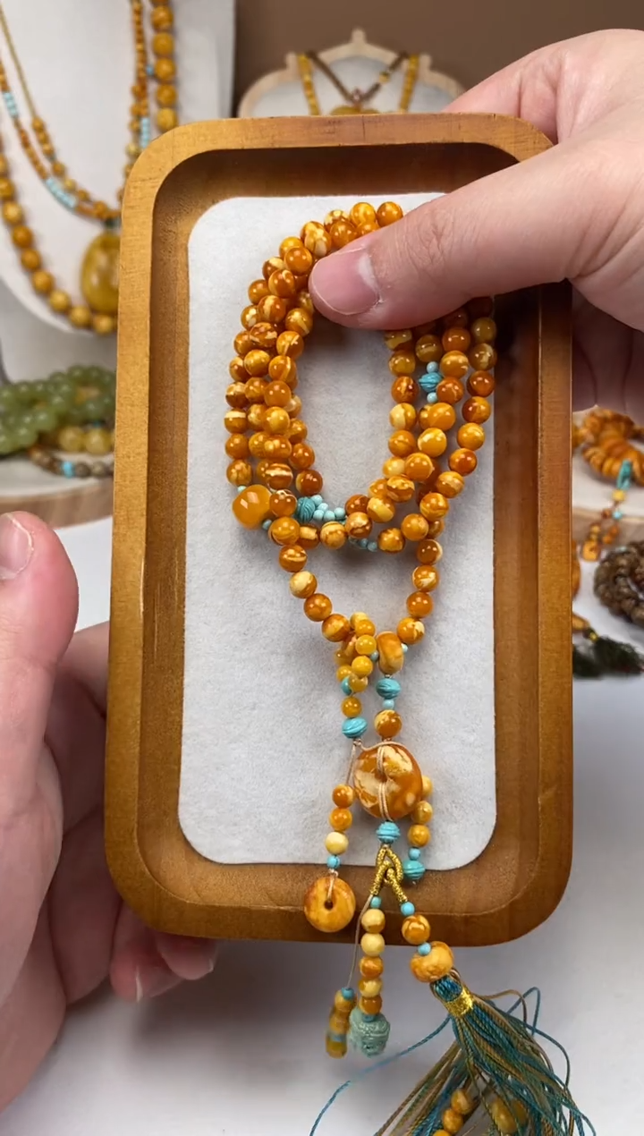 【闪购商品】琥珀裸石未镶嵌典藏级火焰纹蜜蜡6mm