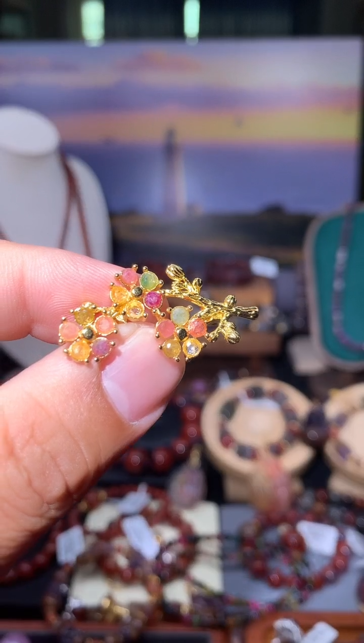 未镶嵌胸针碧玺碧玺金枝玉叶胸针