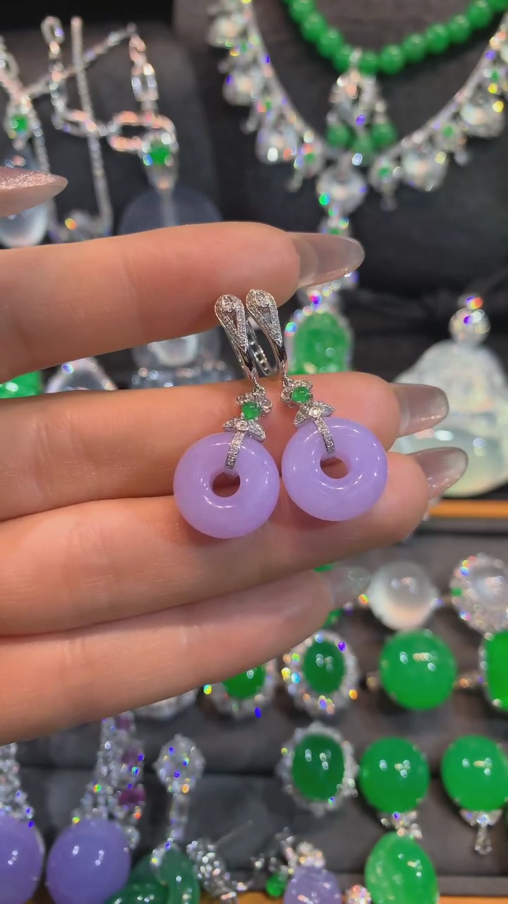 【闪购商品】翡翠耳饰18K金镶嵌耳饰