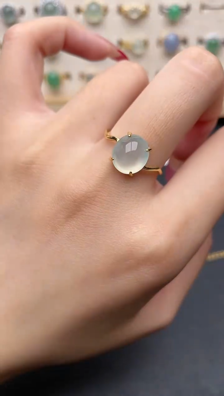 【闪购商品】翡翠戒指银S925镶嵌一物一证一礼盒