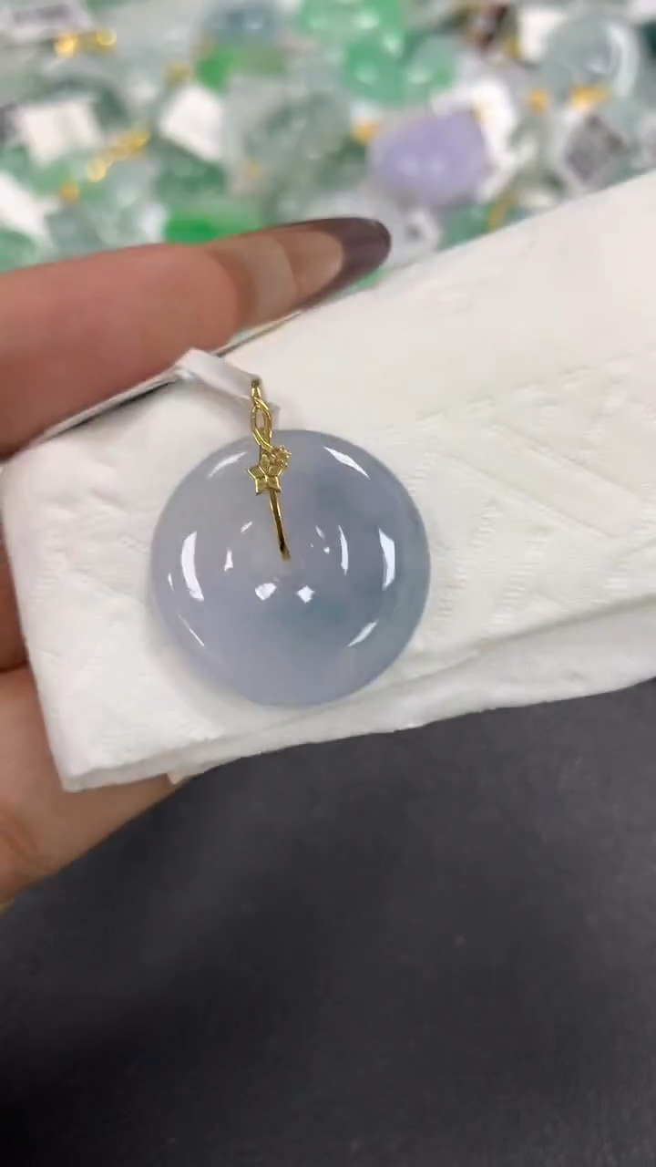 颈饰18K金镶嵌翡翠a货假一赔三支持复检百元上9元证书费自理