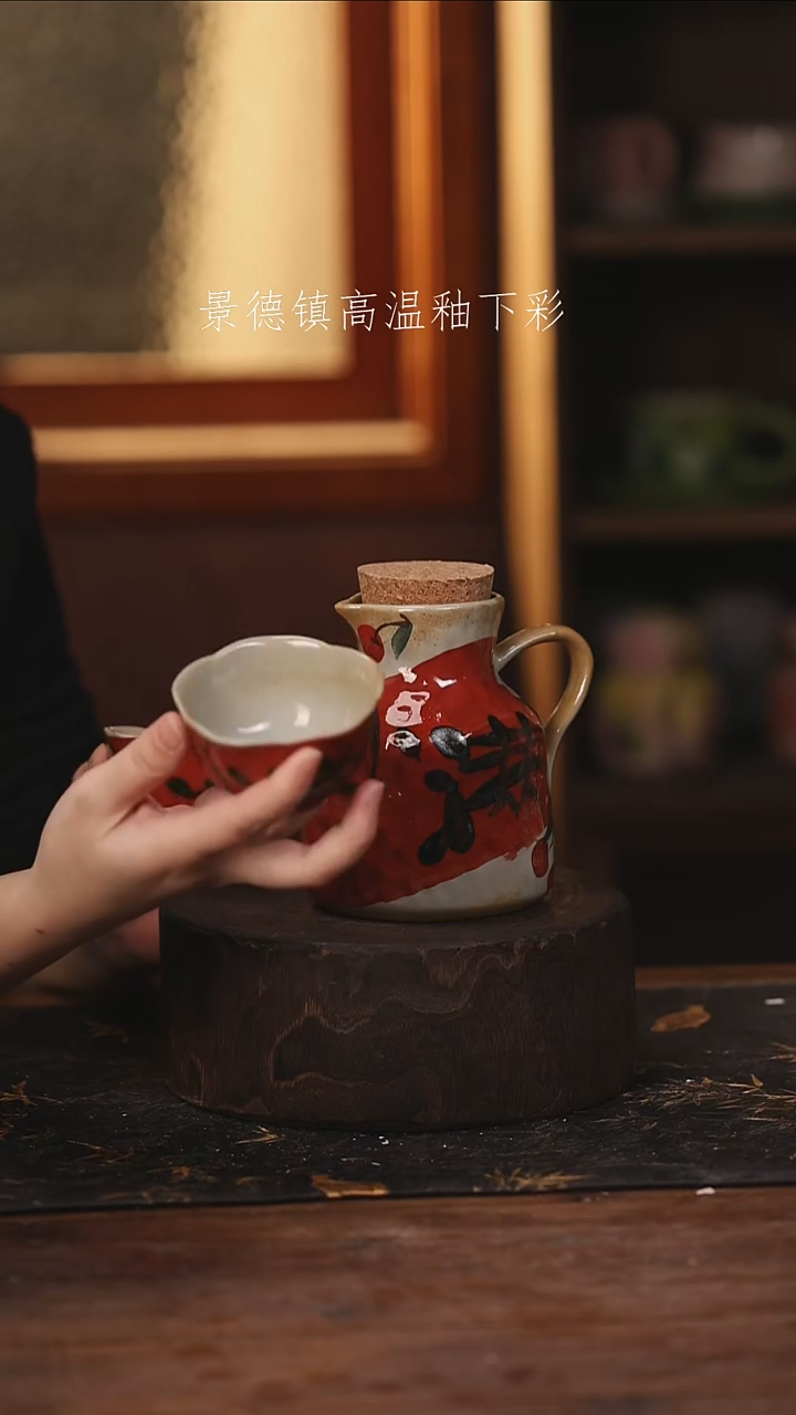 陶瓷景德镇高温釉下手绘陶瓷@L743@