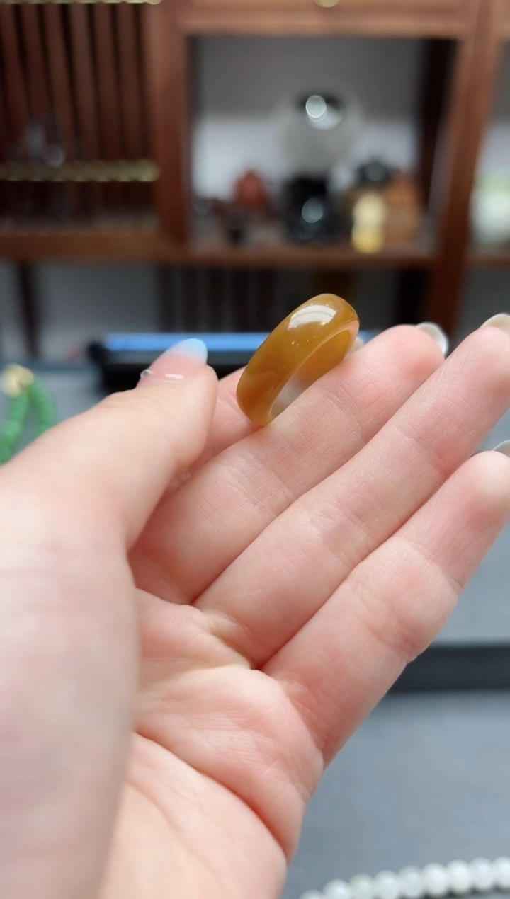 【闪购商品】和田玉指环未镶嵌糖料指环17-18 BDD