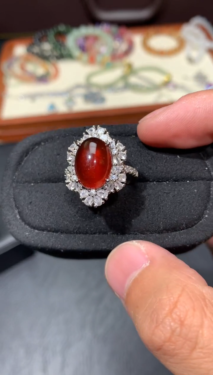 未镶嵌戒指石榴石F118