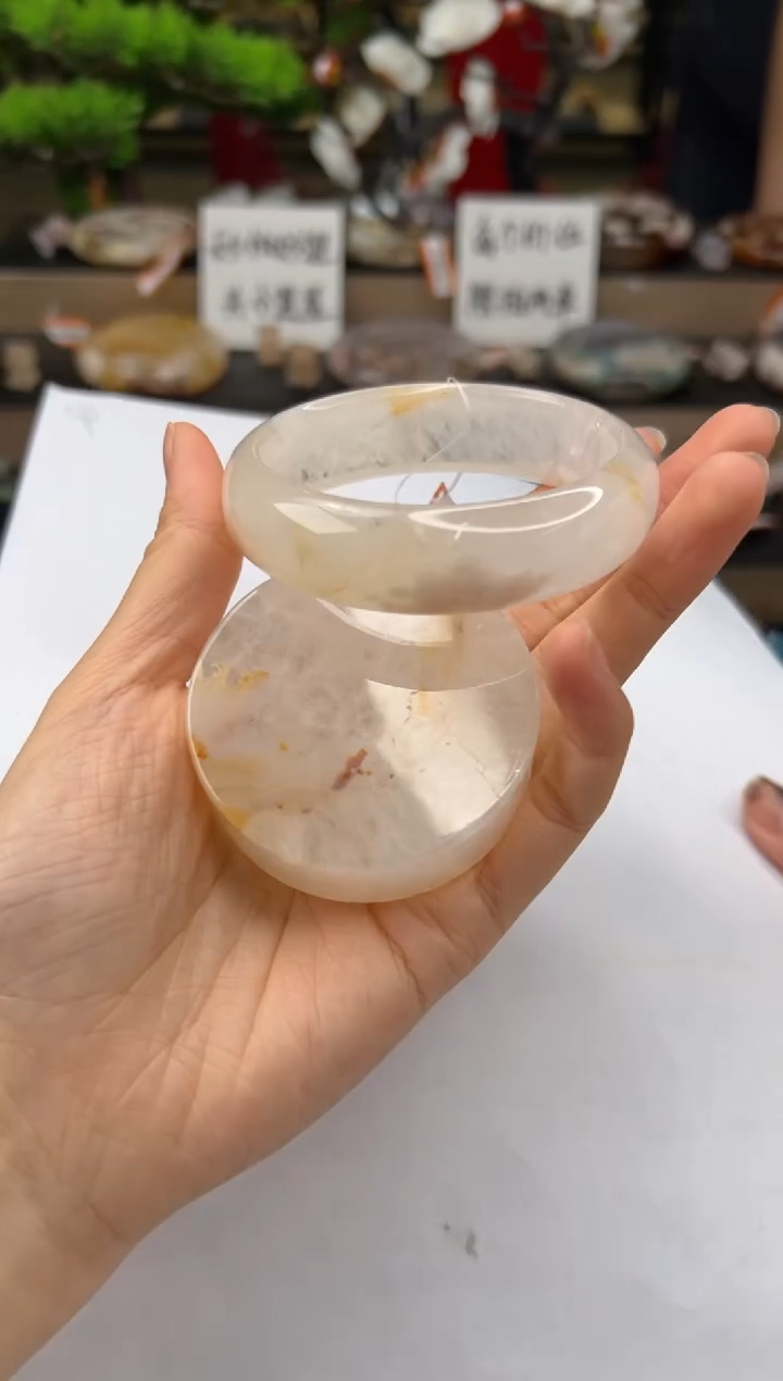 【闪购商品】石英质玉未镶嵌手镯57圈口（赠送镯心）21216