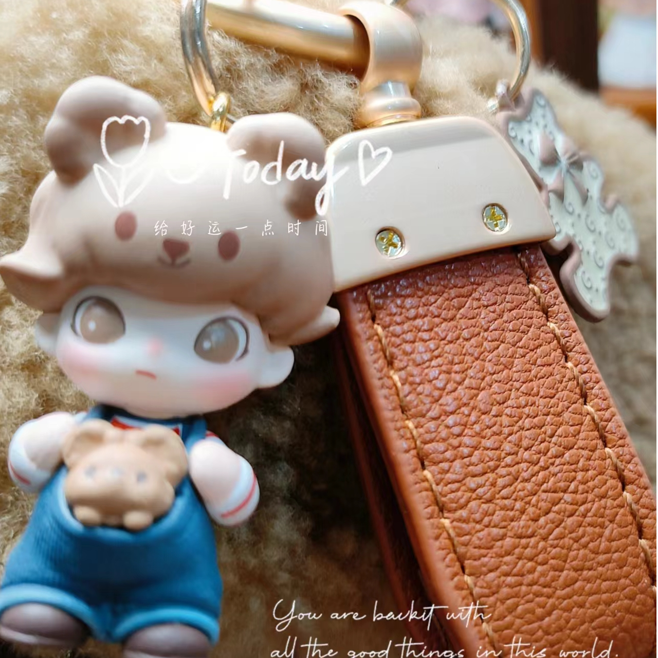 B原创萌粒钥匙扣创意轻奢情侣可爱手机饰品包挂汽车钥匙