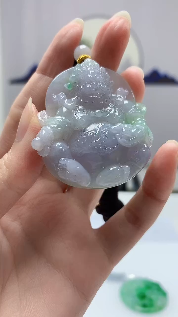 【闪购商品】定制翡翠未镶嵌4688zm-毛货赠珠链财神207