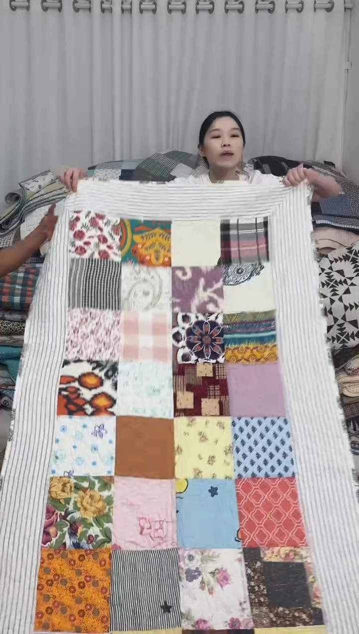 棉90*200灰条纹百家被