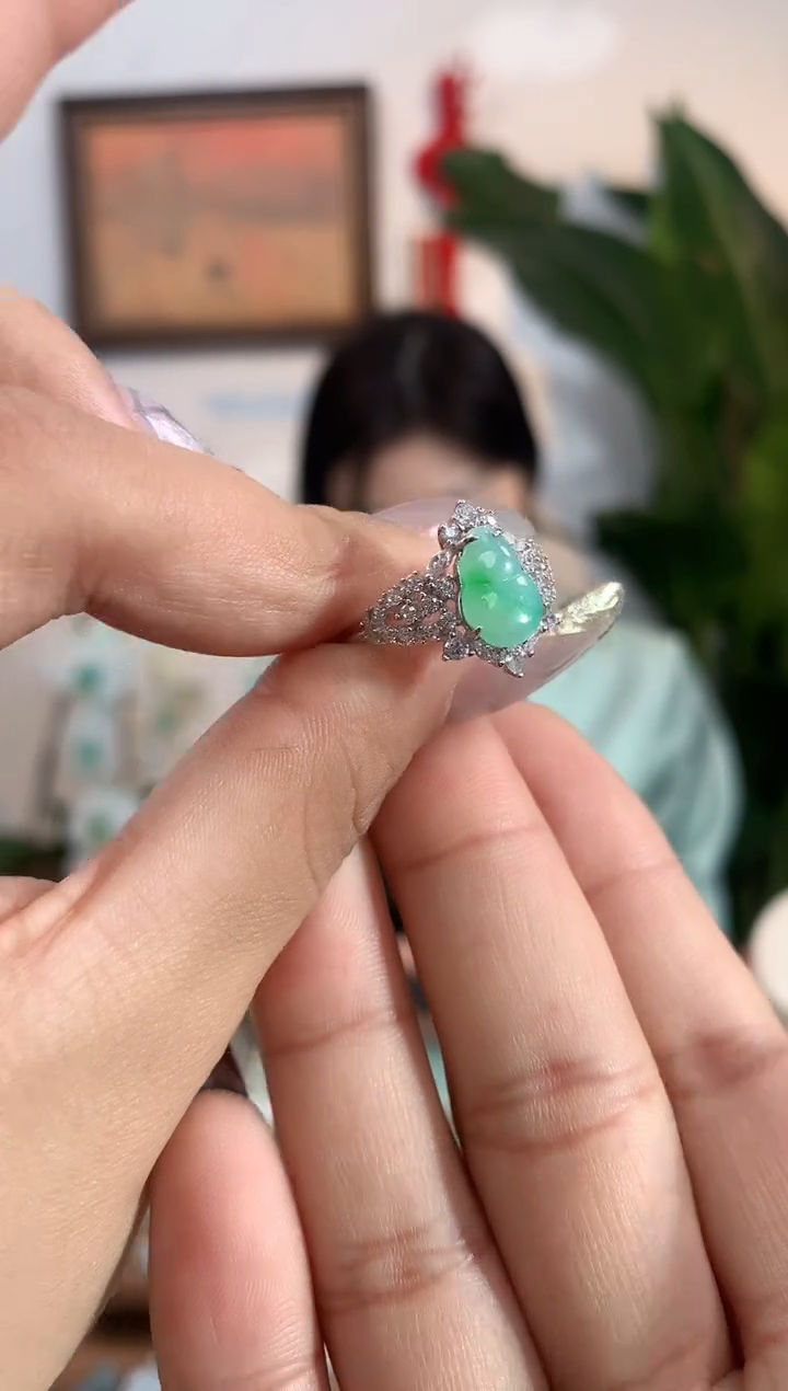 【闪购商品】翡翠戒指银S925镶嵌戒指