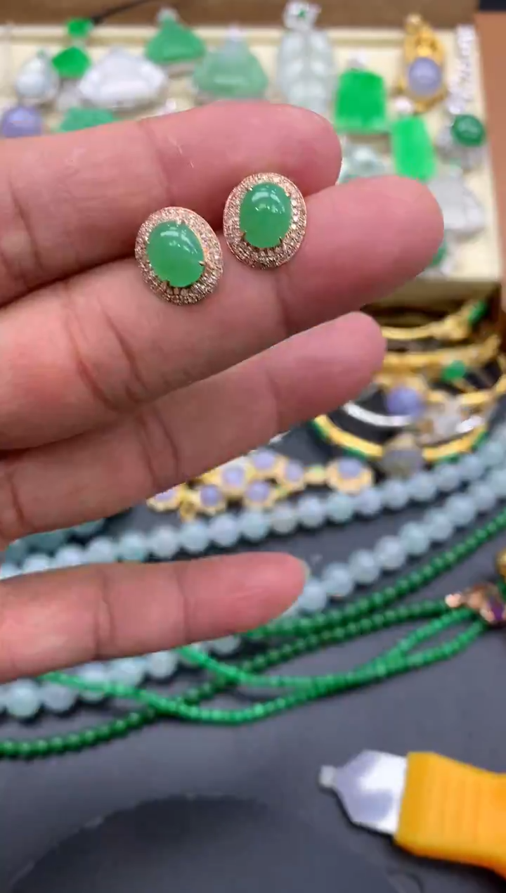 【闪购商品】翡翠耳饰18K金镶嵌141-中国好珍宝