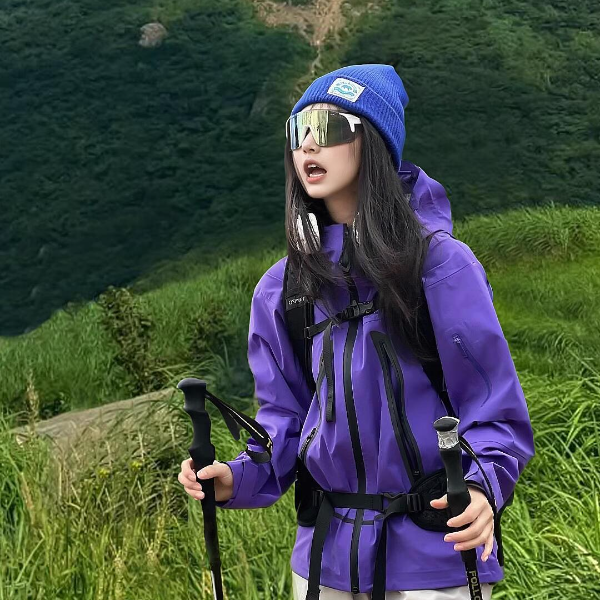 FUYAN芙沿紫色冲锋衣外套女2025春秋新款三合一可拆卸户外登山服