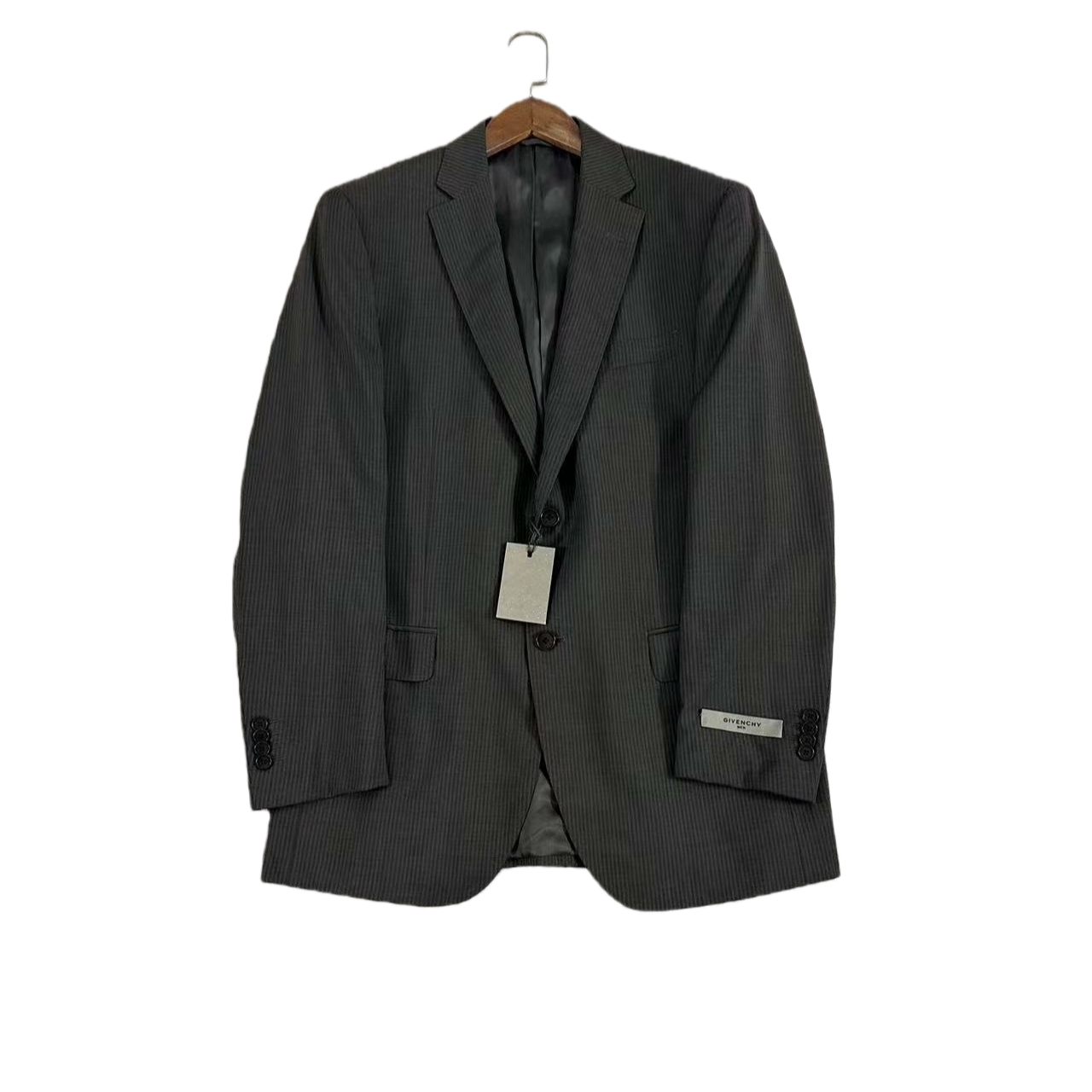 未使用 Givenchy/纪梵希 深灰色条纹羊毛西装外套3-031664/5