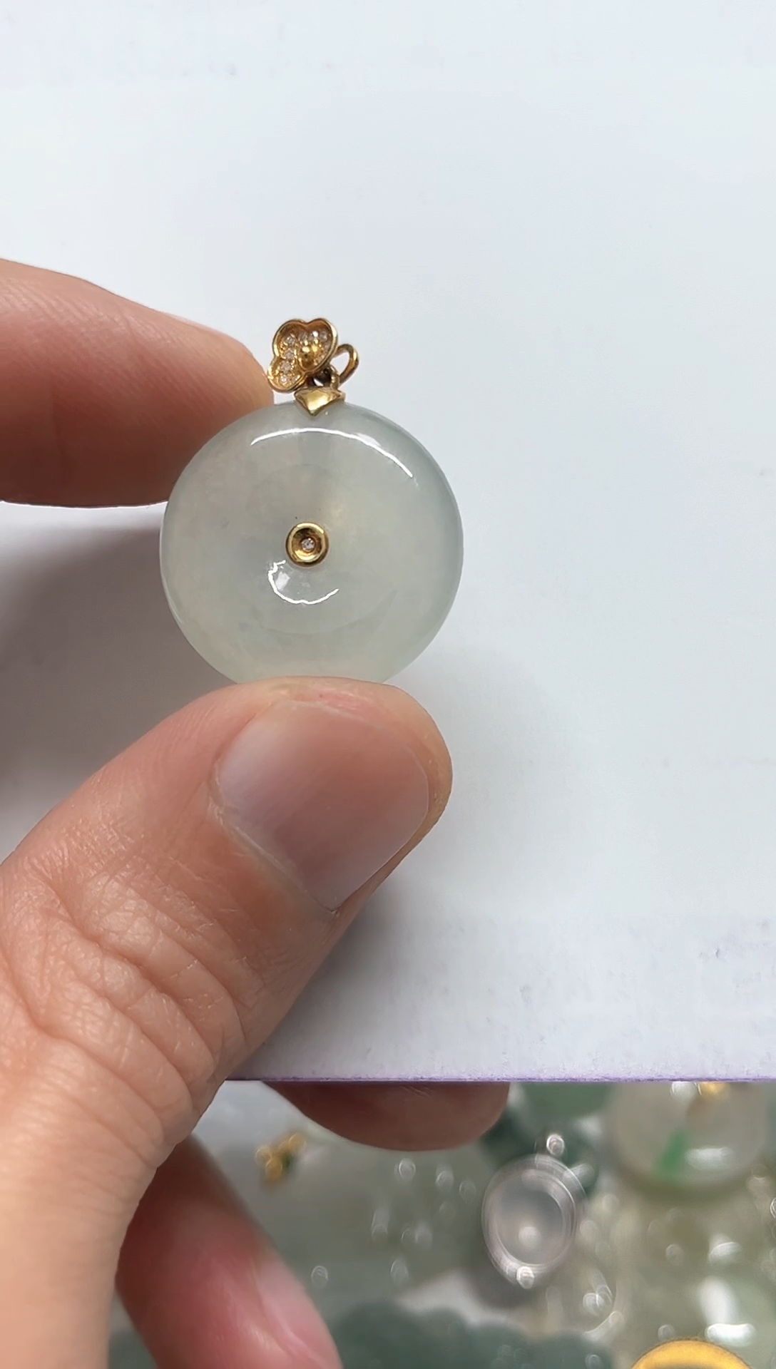 【闪购商品】翡翠颈饰18K金镶嵌天然缅甸A货翡翠吊坠