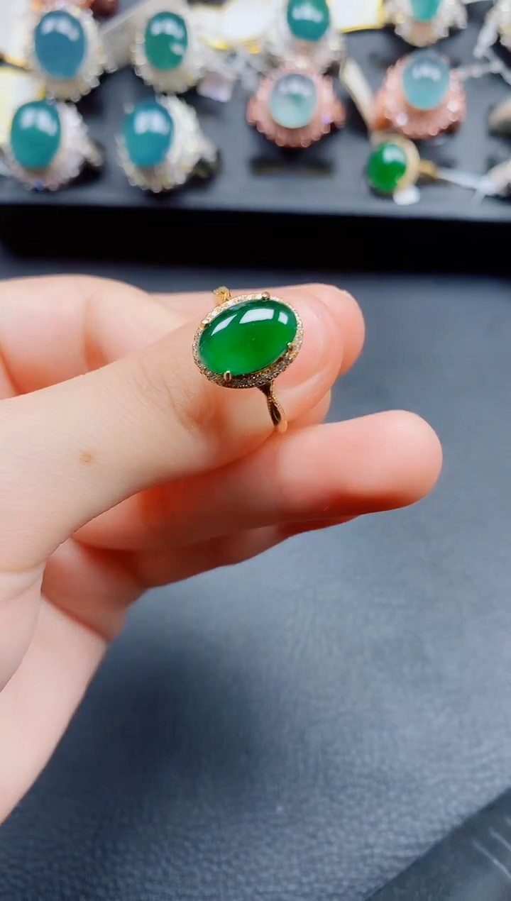 翡翠银S925镶嵌戒指翡翠