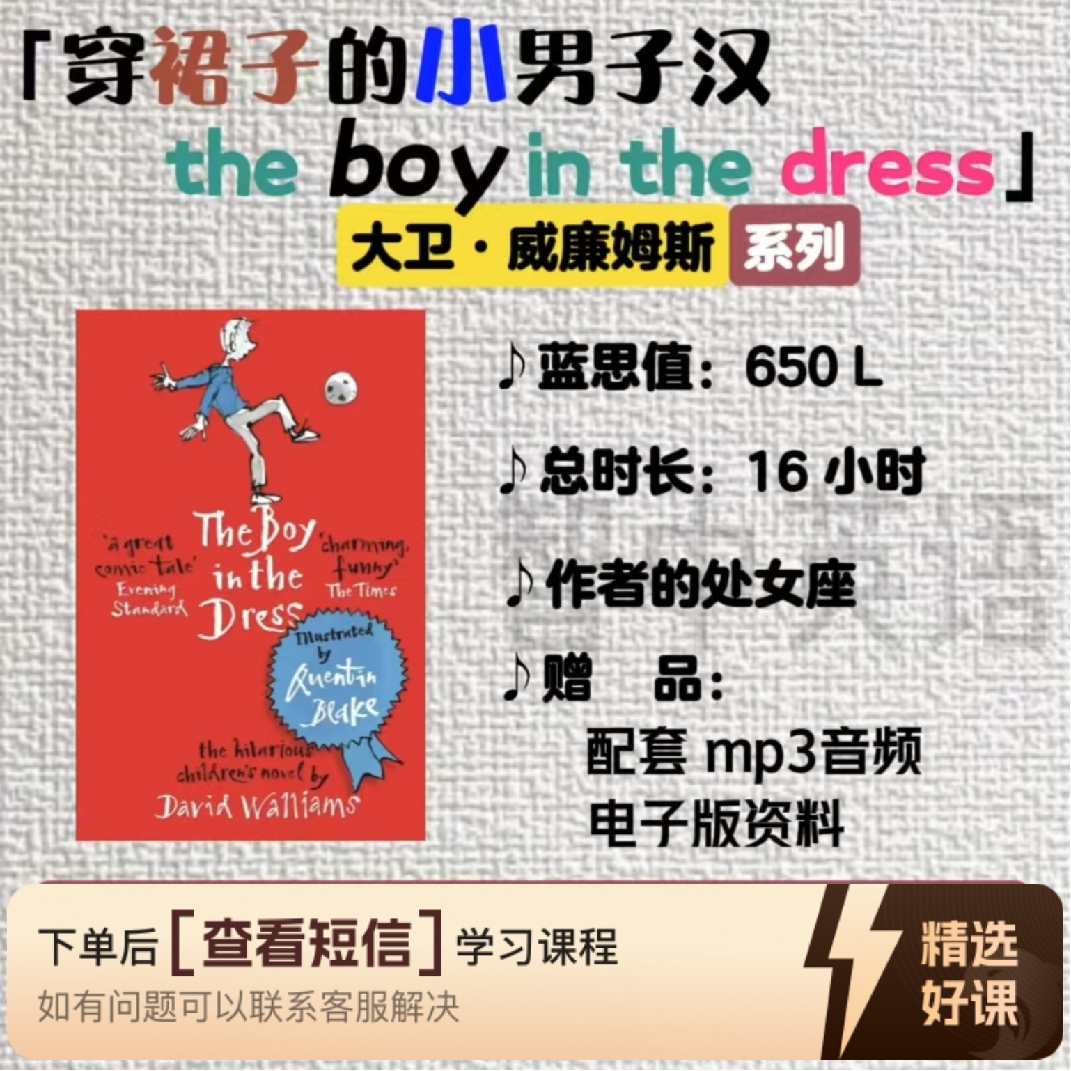 《穿裙子的小男子汉》英文原著精读~智中英语（留意短信解锁课程）