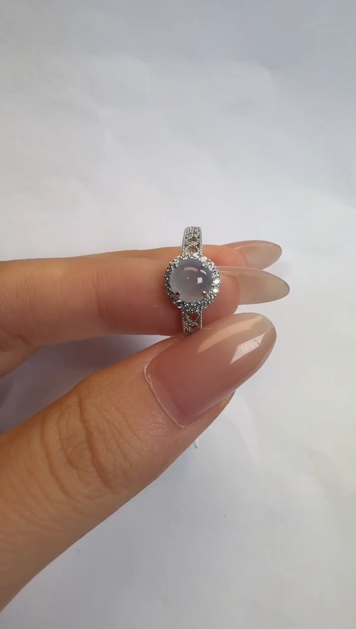 银S925镶嵌戒指翡翠通体925银镶缅甸A货翡翠戒指111