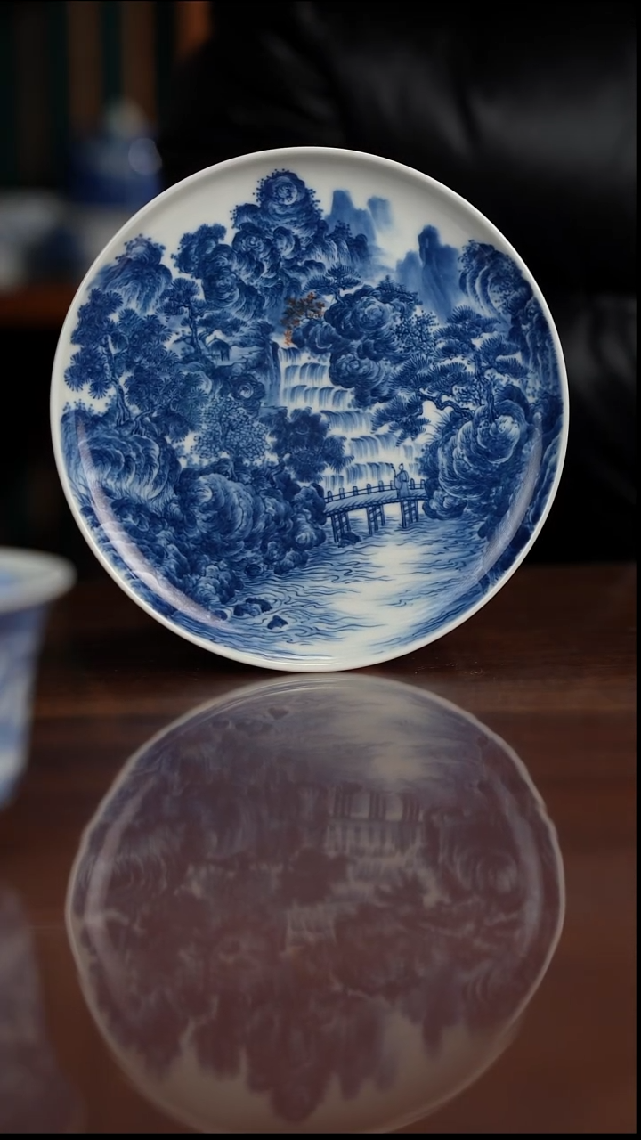 景琳藏青花山水秋林