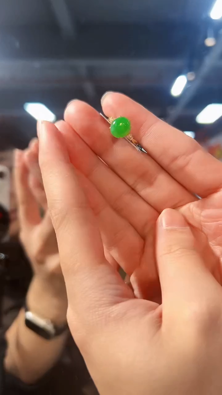 【闪购商品】翡翠戒指18K金镶嵌缅料A货/支持复检/一件