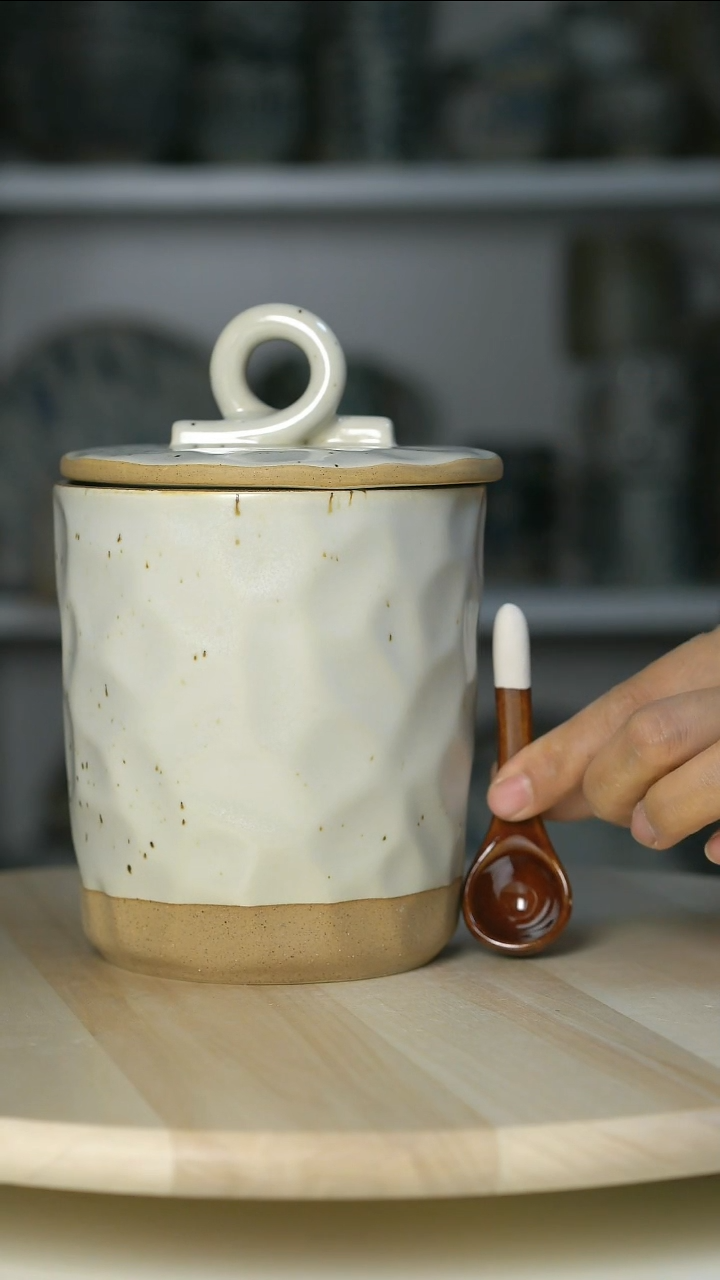 陶瓷微瑕粗陶沙釉白收纳桶@4-2@