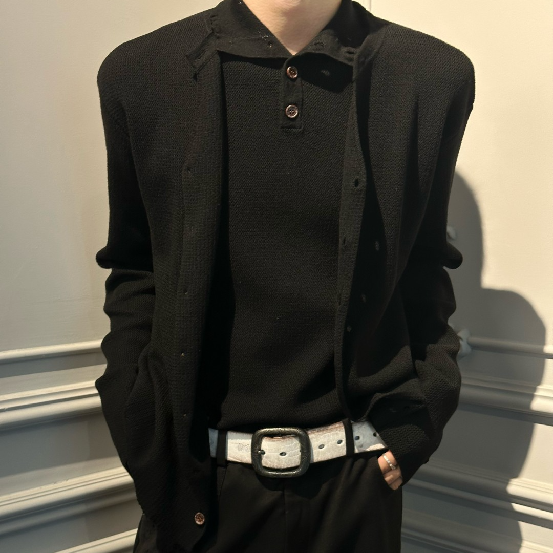 Hype yourself「珀镜」假两件多形态卷边羊毛混纺开衫基础打底