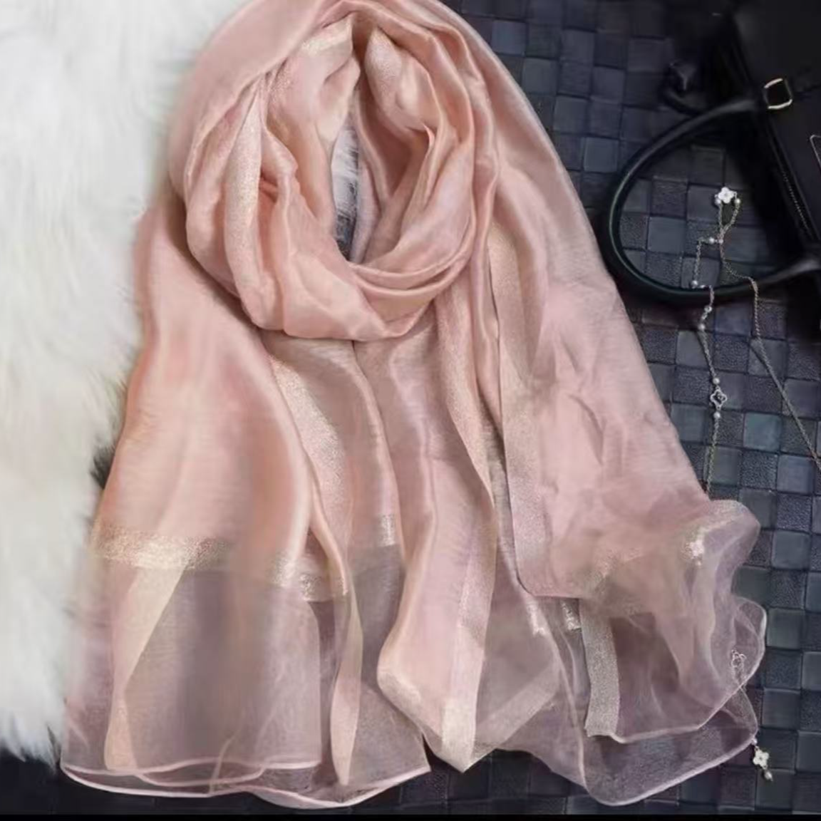 粉色围巾 甜美风百搭其它轻奢休闲风175*75左右{无礼盒}