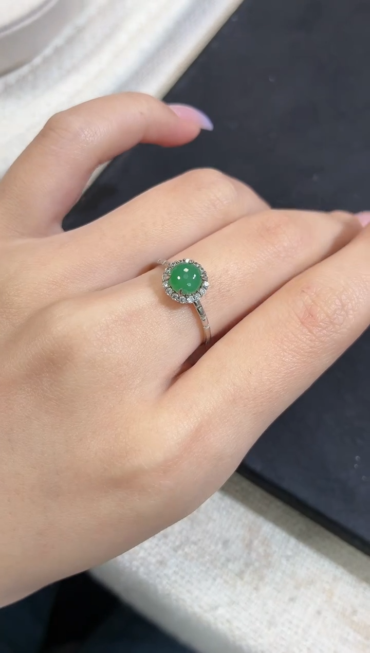 银S925镶嵌戒指翡翠戒指