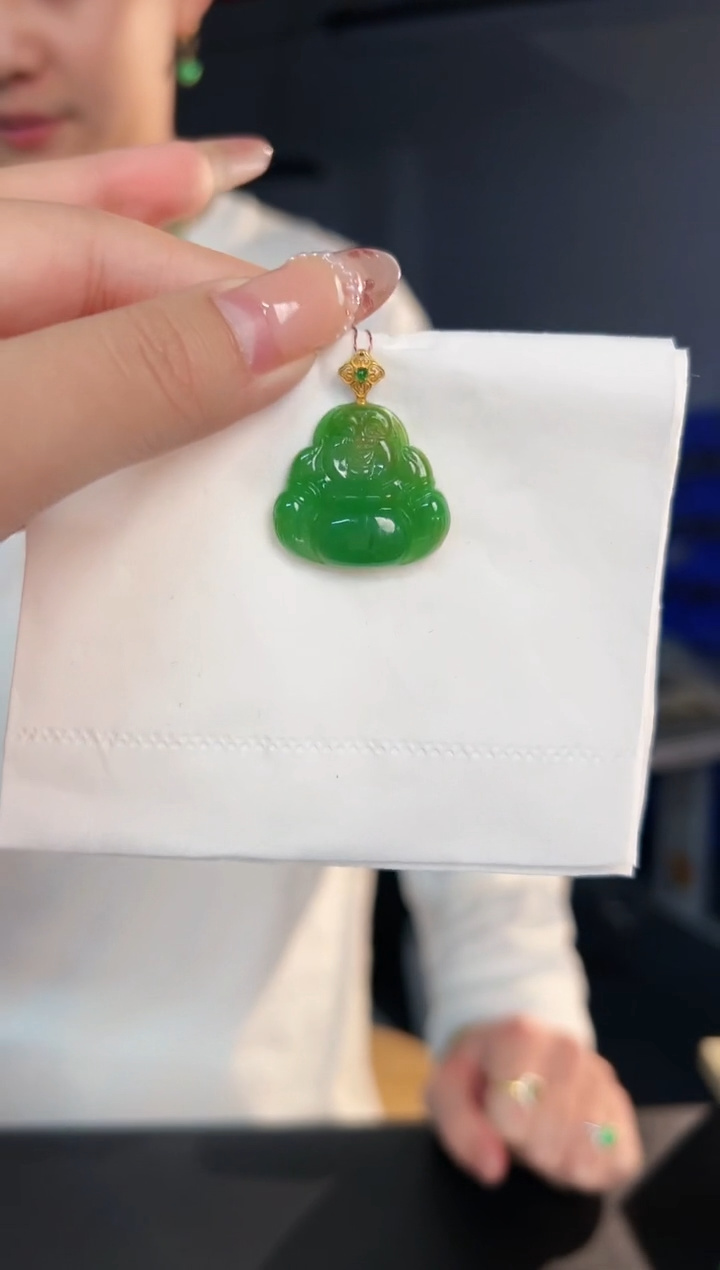 【闪购商品】翡翠颈饰18K金镶嵌缅料A货/支持复检/一件