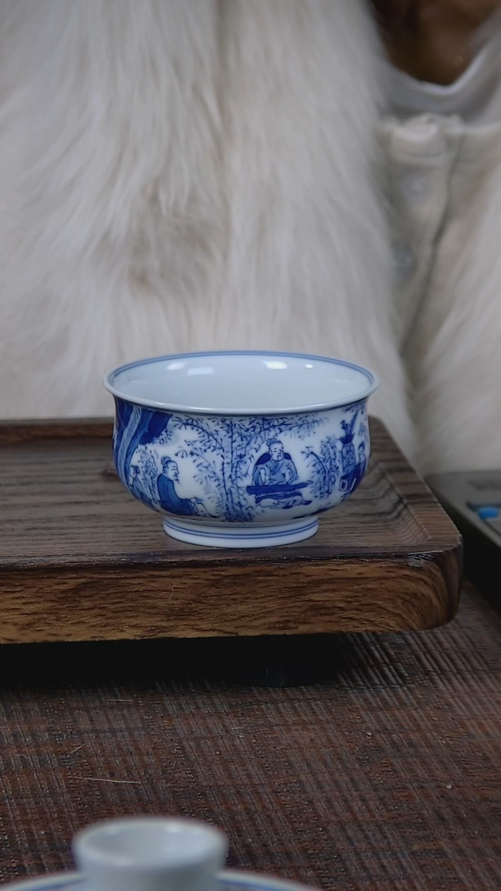 【闪购商品】折葵非器手工手绘竹林七贤大炉式杯内绘