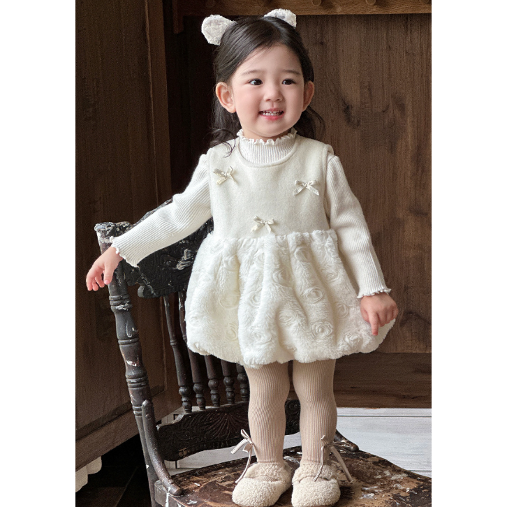 2025冬季新款加绒加厚连衣裙套装女宝宝韩版洋气外穿时尚两件套潮