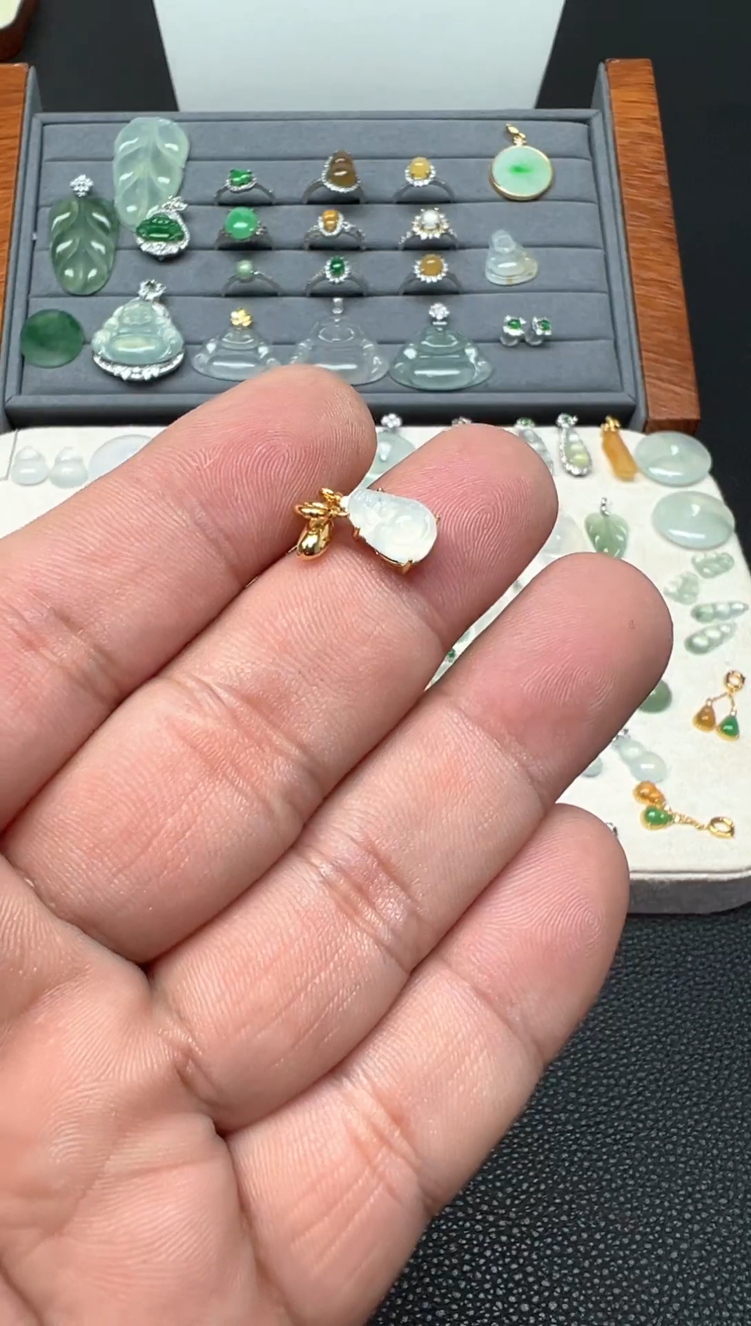 颈饰银S925镶嵌翡翠（5号链接）纯天然缅甸翡翠葫芦吊坠