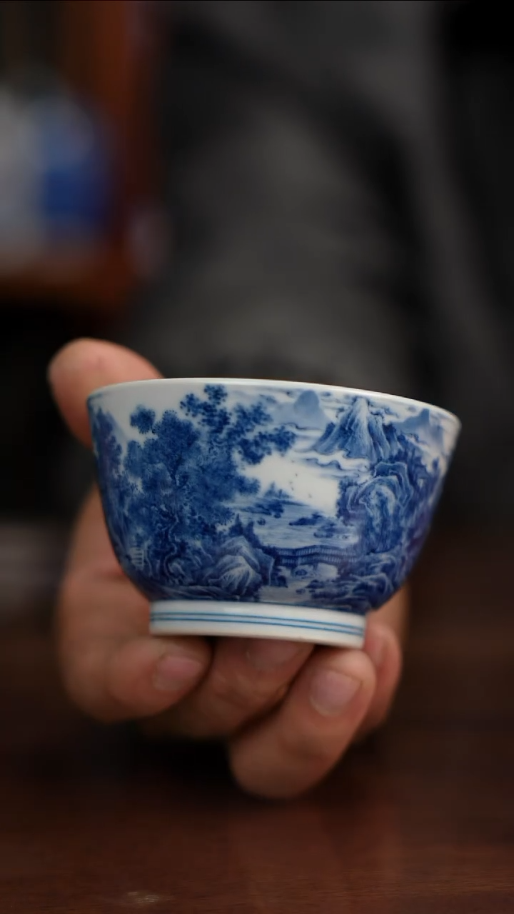 景琳藏青花北派山水和风细雨